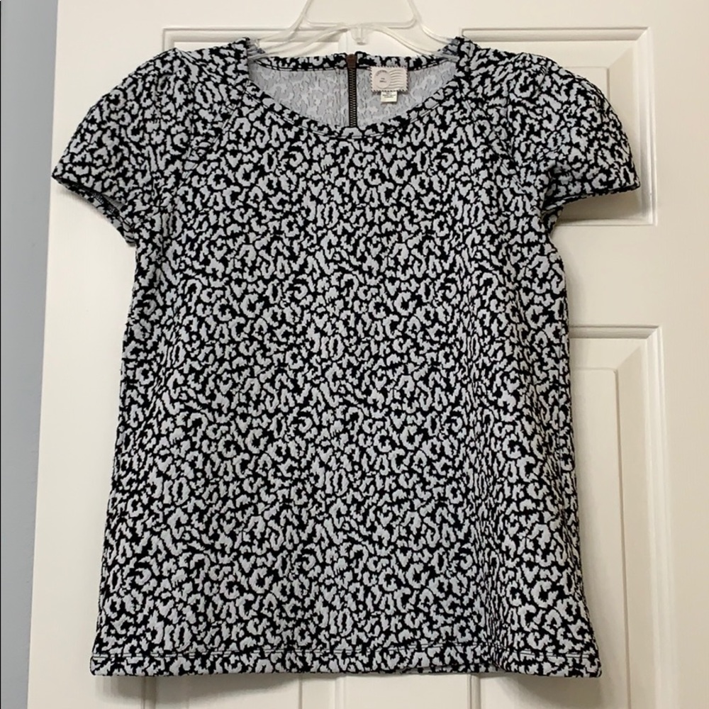 Anthropologie black and white cheetah top